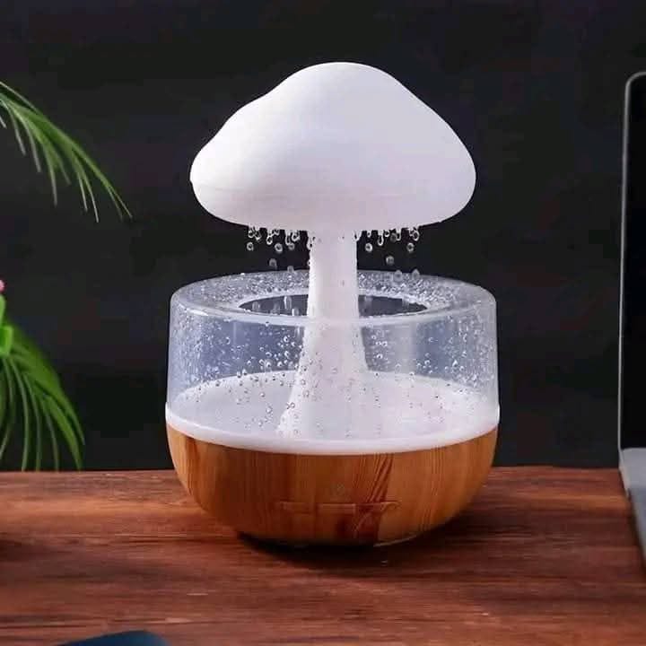 Rain Cloud Humidifier Rain Colourful Mushroom Cloud Raindrop Atmosphere Lamp Seven-Colour Cloud Rain Humidifier Mushroom Lights Bedroom Night Light Essential Oil Small Aromatherapy Machine Home Decoration